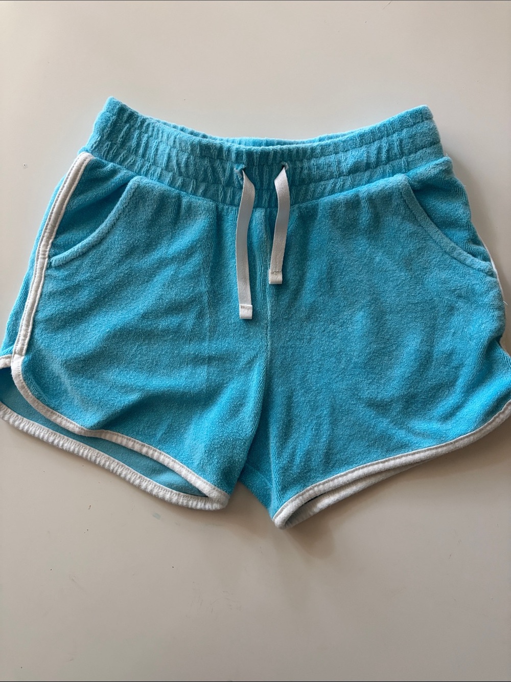 EUC CUTE Cat & Jack Terry Cloth Drawstring Shorts in Turquoise Blue 8